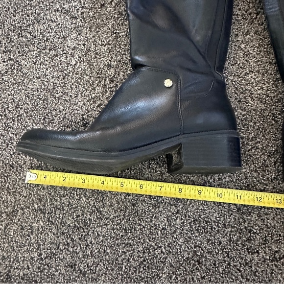 Tommy Hilfiger Black Leather Riding Boots, Gold Accents, Size 9M, Elegant Style - Picture 9 of 16